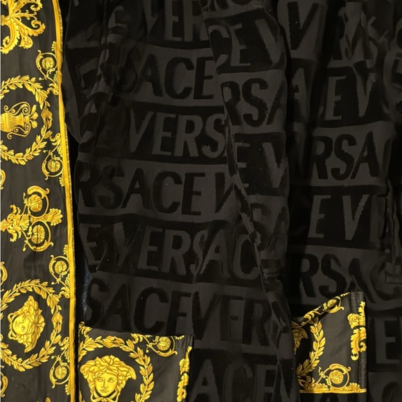 Versace | Intimates & Sleepwear | Versace Black And Gold Robe | Poshmark